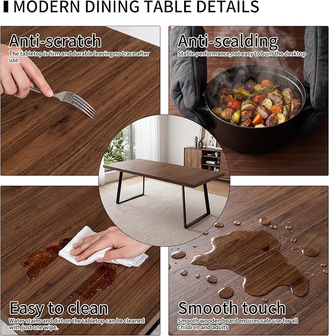 ZckyCine 7‑Piece Dining Set for 6,70.87‑Inch Table with 6 PU‑Leather Chairs, Thick Tabletop & Metal Frame for Apartment
