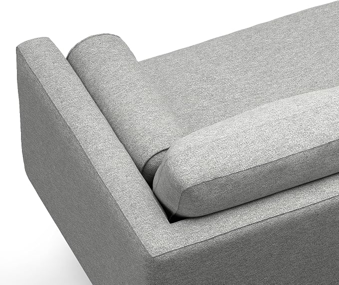SIMPLIHOME Morrison Left Sectional Sofa in Woven-Blend Recycled Polyester Fabric, Mist Grey, 102-inches Wide, L-Shaped Couch with Left Chaise for The Living Room and Family Room