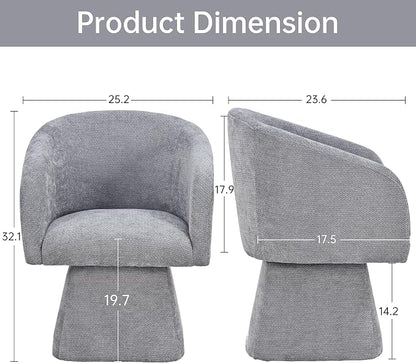 VKNOW Upholstered Swivel Dining Chairs Set of 1, Modern Dining Room Chairs with Barrel Back, Accent Arm Chair for Dining Room, Living Room, Bedroom, Vanity, Gray