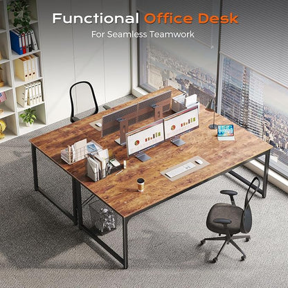 PRAISUN 70.8 X 29.5 Inch Computer Desk with Deeper Desktop, Gaming Office Writing Work Desk for Home Office, Study, Bedroom, Work from Home, Metal Frame, Rustic Brown