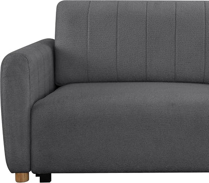 Serta Galway 91.7" Convertible Sleeper Sofa, Queen Size, Wall-Hugging Dreamglide Mechanism, Dreamcoil Comfort, Boucle Fabric, Charcoal