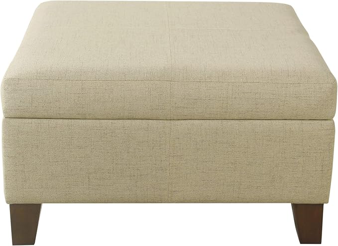 HomePop 28" Woven Square Storage Ottoman - Linen Tan