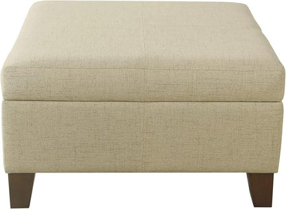HomePop 28" Woven Square Storage Ottoman - Linen Tan