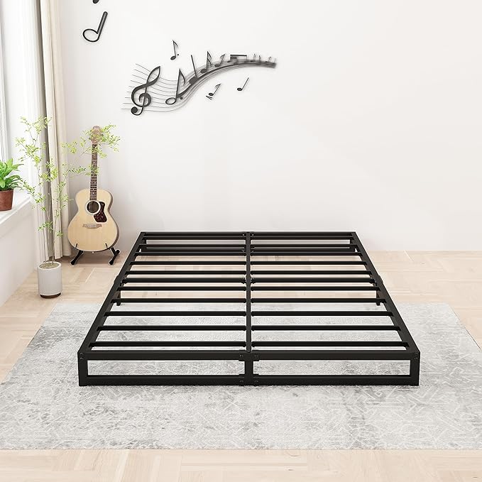Lutown-Teen 6 Inch California King Bed Frames No Box Spring Needed Heavy Duty Metal Cal King Platform for Mattress Foundation, Noise Free, Easy Assembly, Black
