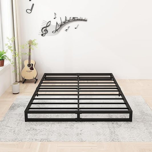 Lutown-Teen 6 Inch California King Bed Frames No Box Spring Needed Heavy Duty Metal Cal King Platform for Mattress Foundation, Noise Free, Easy Assembly, Black