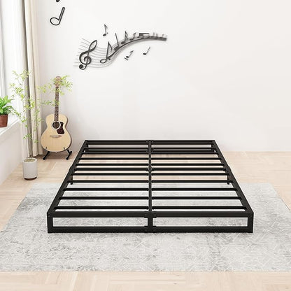 Lutown-Teen 6 Inch King Size Bed Frame Sturdy Mattress Foundation, Heavy Duty Metal Platform with Steel Slats Support No Box Spring Needed, Noise Free, Easy Assembly, Black