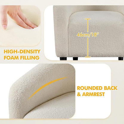 Topeakmart Barrel Chair, Soft Sherpa Accent Chair Side Chair Club Chair Modern Style Deep Seating Barrel Armchair for Living Room Furniture Reading Room Bedroom Ivory