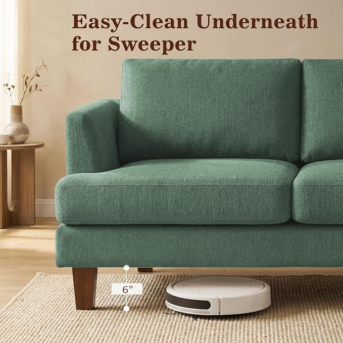 Gericco Mid Century Modern Couches for Living Room, 89" Comfy Green Couch Sofa with 3-Seater Deep Seats, Upholstered Sofas for Living Room, Office Apartment, Bedroom