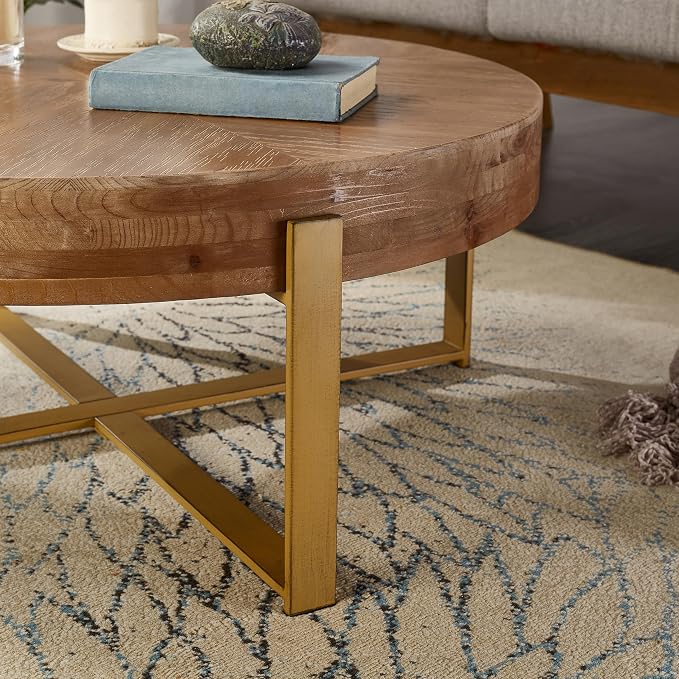 Round Wood Coffee Table, Espresso, 32.28" D x 32.28" W x 17.72" H