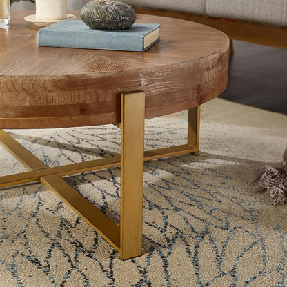 Round Wood Coffee Table, Espresso, 32.28" D x 32.28" W x 17.72" H