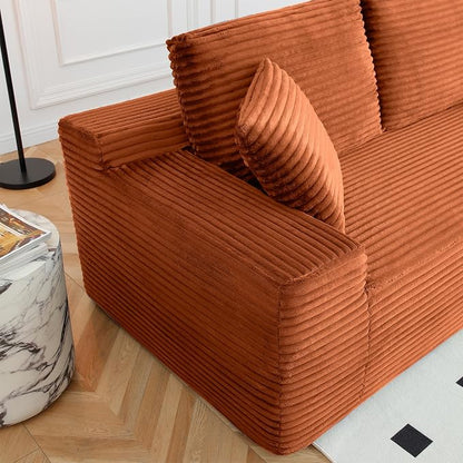 ivoros 125 Inch Modular Sectional Sofa Couch, Oversized Modern Cloud Couch for Living Room, U Shape Couches with 2 Ottomans, USB Ports and Cup Holders, Orange Corduroy Boneless Sofas, Sofa in a Box