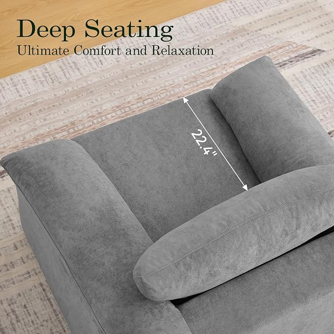 Boneless Single Sofa Chair, Modern Cloud Accent Chair, Comfy Deep Seat Couch for Living Room, Bedroom, Apartment, Small Space, No Assembly, Light Gray