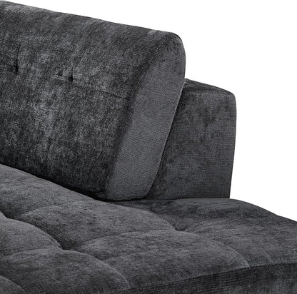 119'' Sectional Sofa, Curved L-Style Right-Hand Facing Couch with Fully Upholstered Arms, Tufted Design, Modern Minimalist Look, Grey