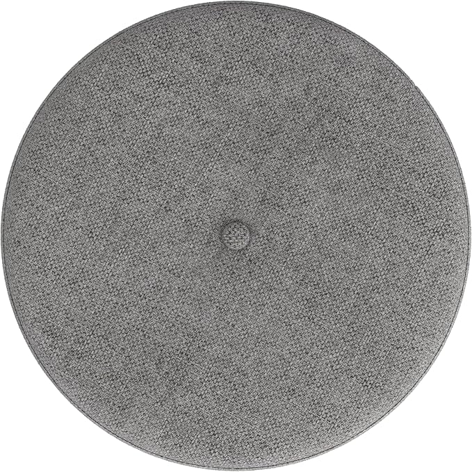 HomePop 18.5" Round Storage Ottoman with Nailheads - Grey Woven