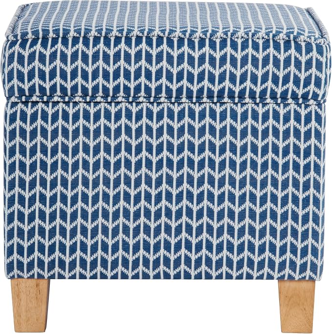 HomePop 18" Classic Square Storage Ottoman - Blue Chevron Print
