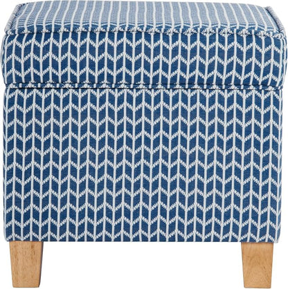 HomePop 18" Classic Square Storage Ottoman - Blue Chevron Print