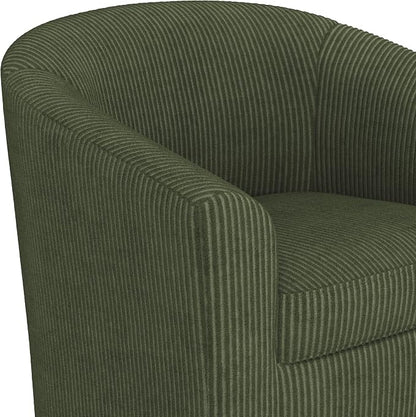 Topeakmart Corduroy Club Chair, Modern Accent Chair and Cozy Barrel Chair with Sturdy Wood Legs for Living Room Bedroom Reception Room, Dark Green