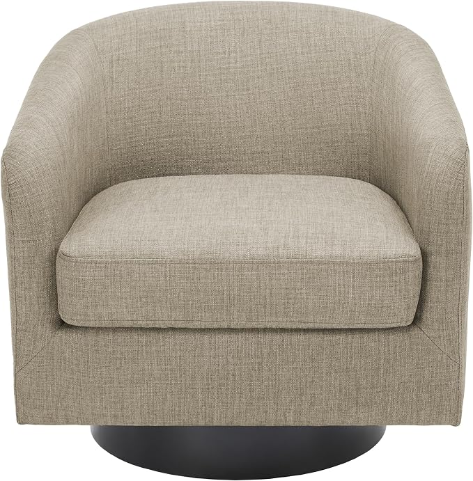 Swivel Accent Chair, Fabric Barrel Armchair for Living Room, Light Brown