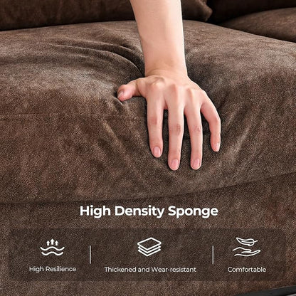 COPIAE 3 Seater Sofa Couch with Deep Seat, 90" Modern Upholstered Sofa with Armrests, Easy Installation, Comfy Couches for Living Room, Apartment,Dark Brown