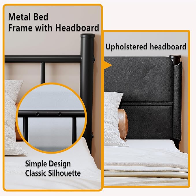 Metal Bed Frame,14Inch Twin Size Bed Frame with Storage Space,Heavy Duty Sturdy Mattress Foundation,Easy Assembly,No Box Spring Needed,Twin Grey