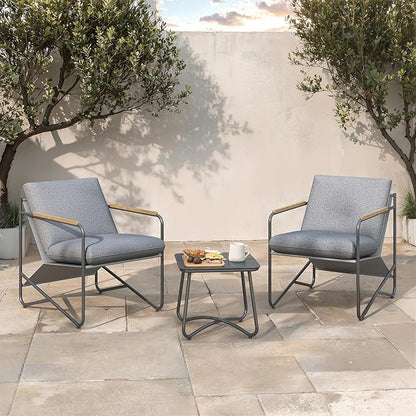 Premium 3-Piece Patio Furniture Set with Comfortable Cushions, Weather-Resistant Frame & Compact Design for Apartment Balcony Furniture,Grey