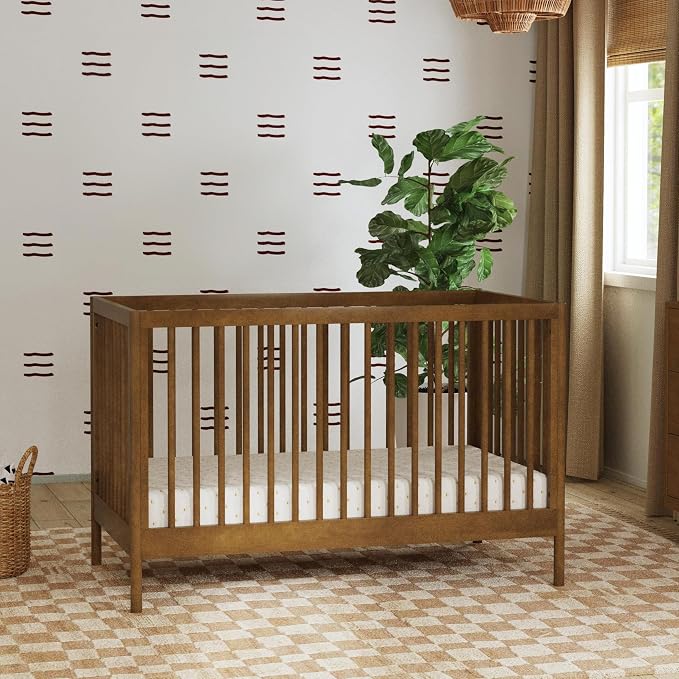 Davinci Birdie 3-in-1 Convertible Crib, GREENGUARD Certified, Walnut | Converts to Toddler Bed & Daybed, 4 Adjustable Mattress Heights - Conversion Kit Sold Separately - Easy to Assemble