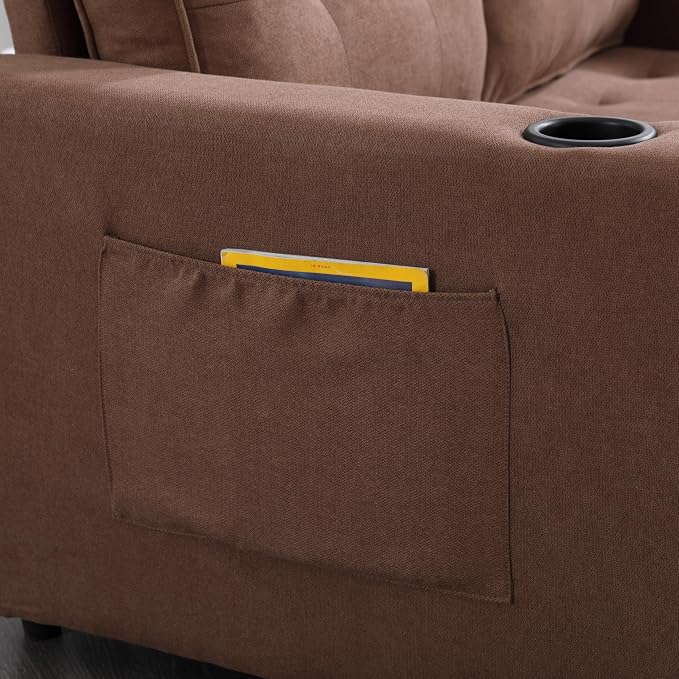 ERYE Foldable Loveseat Sofa Convertible Pull Out Sleeper Sofabed,2 Seat Tufted Upholstered Sofa Modern Convertible Sleeper Couch Bed with Cupholders and Side Pockets