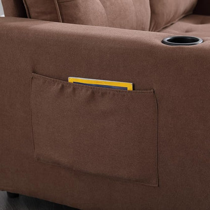 ERYE Foldable Loveseat Sofa Convertible Pull Out Sleeper Sofabed,2 Seat Tufted Upholstered Sofa Modern Convertible Sleeper Couch Bed with Cupholders and Side Pockets