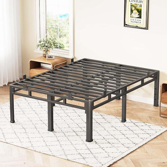 ROIL 22 Inch Queen Size Bed Frame, Metal Bed Frame & Box Spring 2 in 1 Platform with Round Corner Legs, 4000LBS Double Layer Bed Frame with Headboard Holes Mattress Baffles, Noise-Free Easy Assembly