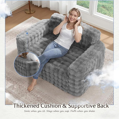 ZurNesfure Sofa Couch Loveseat, Memory Foam Couch with Pillow, Modern Cloud Couch with deep seat and Removable Washable Cover Boneless Sofas for Living Room Bedroom Apartment (Grey,Loveseat)