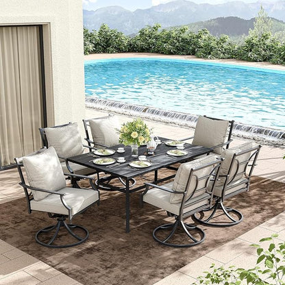 Grand patio Patio Dining Set for 2, E-Coated Outdoor Dining Set, 2 Swivel Dining Chairs Outdoor Furniture Set with Olefin Cushions, Grey