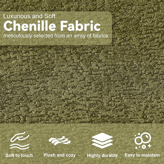 131" Curved Modular Sectional Sofa for Living Room, Modern Chenille Oversized Cloud Couch Sofa, Luxury Plush Extra Deep 4-Seater Boucle Couch for Apartment‌‌, No Assembly Required, Green