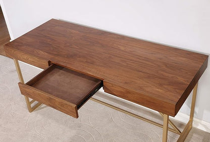 24/7 Shop at Home Jannie Modern 1-Drawer Wood Desk, Light Walnut