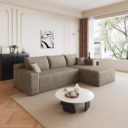 AUGOP 96" Sectional Couches for Living Room Modern Modular Sofa with L-Shape Couchs Upholstered Boneless Couch Deep Seat Sectional Couch with Chaise (Camel, 96" Right Facing Chaise+2Seaters)