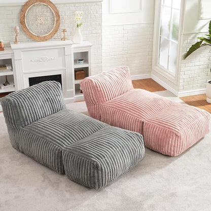 Hobestluk Giant Memory Foam Bean Bag Chairs Sofa for Adults (Pink,Large) | Soft Fabric,Ergonomic Back Support,Lightweight,Easy Clean,No Assembly,Wear-resisting,For Livingroom Guest room,Well-looking