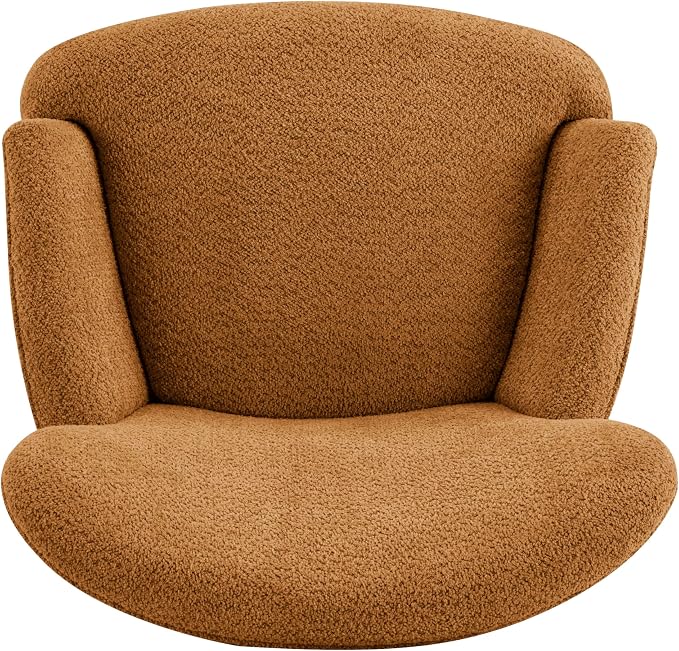 Christopher Knight Home Colby Boucle Upholstered Club Chair, Living Room Accent Chair, Wooden Frame, Flared Armrest, Plush Thick Cushion, Reading Lounge Chair, Space-Saving Furniture, Black+Caramel