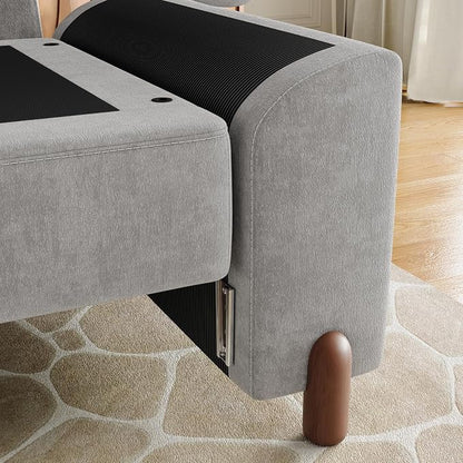 SITJOY Large Cloud Couch, 138" Wide 8 Seat V Shape with Console, Light Gray | Detachable and Washable Chenille Cover Sectional Sofas for Living Room, Deep Seat Wide Couch with Chaise, Storage Ottoman