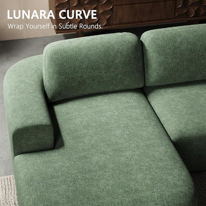 Dowinx 107" Boneless Cloud Couch, Modular Sectional Sofa with Deep Seat & Chaise, No Assembly Sofa-in-Box, Convertible L-Shape for Living Room Apartment – Green