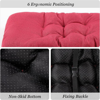 Rectangular Stool Cushion Set of 2, Soft Saddle Stool Cushions with Ties, Nonslip and Washable, Wine Red, 18 x 10.5 x 1.5 Inch