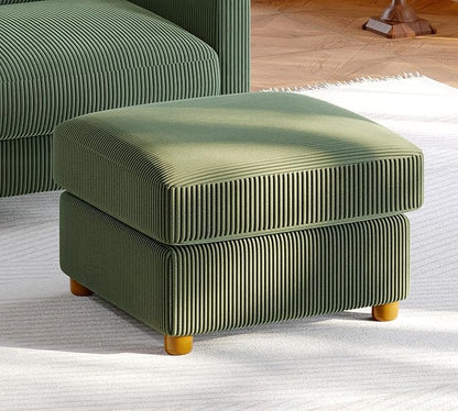 Welzona 25.2" Couches for Living Room, Comfy Green Ottoman with Storage, Foot Rest Tool-Free Setup, Small Ottoman Foot Rest for Couch, Corduroy Couch for Bedroom, Apartment, Office