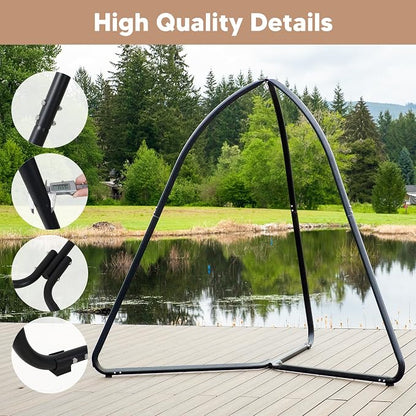 SUNCREAT Tripod Hanging Chair Stand – 400lbs Capacity, Heavy Duty Steel, Rust Resistant, Stable Hammock Frame for Air Porch, Indoor/Outdoor Use – Swing Not Included, Black