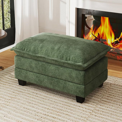 WorthFurni Cloud Couch Ottoman Modular Sectional Sofa, Comfy Deep Seat Cushion for Apartment Living Room Bedroom (Green)