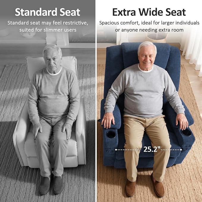 MCombo Power Lift Recliner Chair for Elderly R7045(Admiral, Medium-Wide) | Heat and Massage, Breathable Fabric, USB& Type C Charging Port, FSC Certified