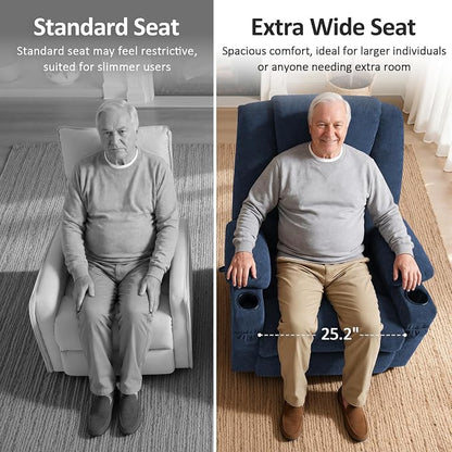 MCombo Power Lift Recliner Chair for Elderly R7045(Admiral, Medium-Wide) | Heat and Massage, Breathable Fabric, USB& Type C Charging Port, FSC Certified
