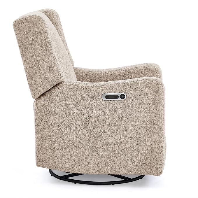 Delta Children Mercer Electronic Power Recliner and Swivel Glider with USB-A and Type-C Ports - Greenguard Gold Certified - Stain-Resistant Performance Fabric is Oeko-TEX Standard 100 Certified, Sand