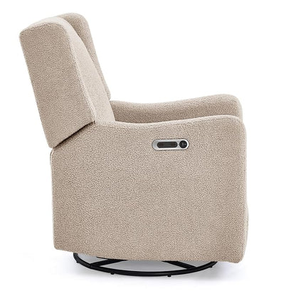 Delta Children Mercer Electronic Power Recliner and Swivel Glider with USB-A and Type-C Ports - Greenguard Gold Certified - Stain-Resistant Performance Fabric is Oeko-TEX Standard 100 Certified, Sand