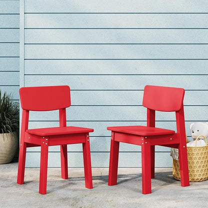Costaelm Outdoor Kids Dining Chair Set of 2,Step Stool Toddler Chair, Red