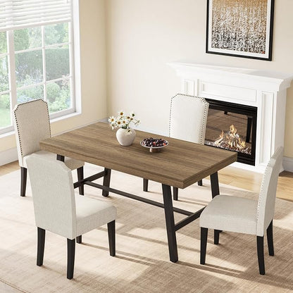 GarveeHome Industrial Dining Table for 2-4, 55" Heavy Duty Rectangular Kitchen Table with 2"×2" Metal Legs, Small Space Dining Table for Kitchen, Dining Room (Rustic Pear, 55" Non-extendable)