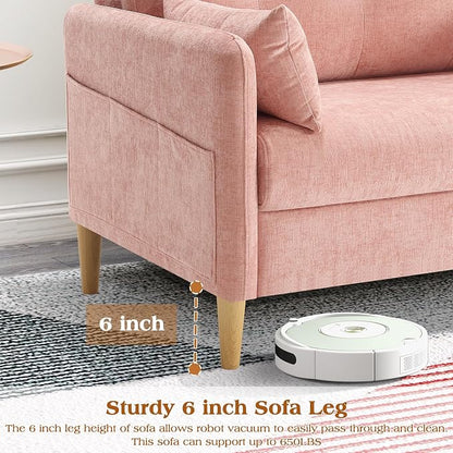 Hanherry Loveseat Couch,Small Sofa for Living Room, Comfy Chenille Fabric Love Seat for Bedroom with Throw Pillow,Removable Cushion Cover,Couches for Small Space,Apartment,Dorm