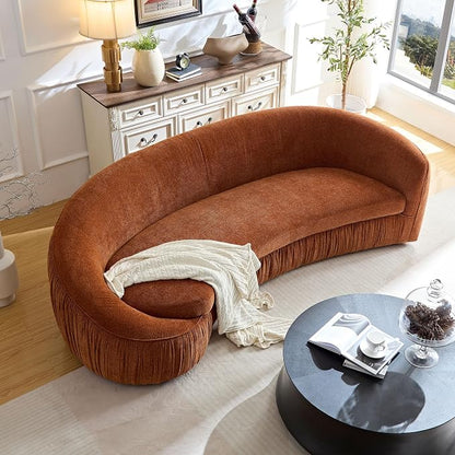 KEIKI 92" Oversized Curved Shaped Upholstered Modular Sectional Sofa, Modern 4-Seater Couch with Seat Cushions and Ergonomic Backrest, No Assembly Required, for Apartment, Living Room, Orange